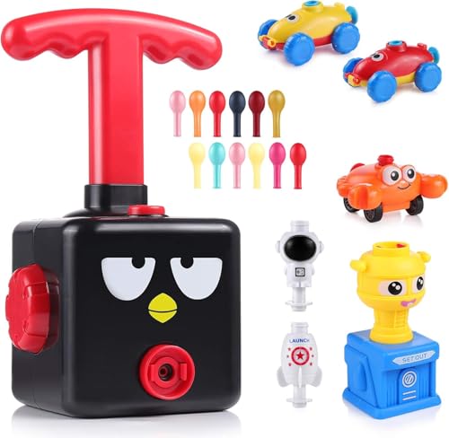 Balloon Powered Launch Car,19 in 1 Kinder Ballon Auto Spielzeug,Ballonbetriebene Autos,Wissenschaft Experimentelles Spielzeug-Trägheitsspielzeug Trägheit Power Auto Ballon Kind Geschenk (Schwarz) von Ambesty