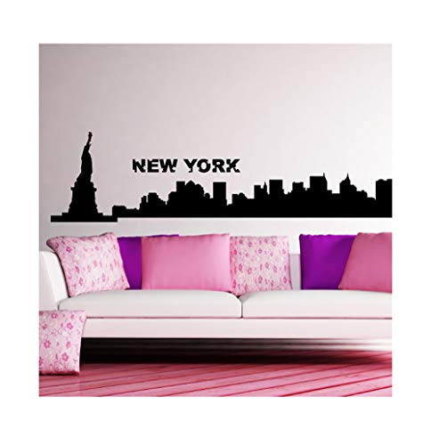 Ambiance Sticker, selbstklebend, Wanddekoration – Heimdekoration Skyline Skyline Silhouette Wandaufkleber für Haus Schlafzimmer Kopfteil – Schwarz, H 40 x B 160 cm von Ambiance-Live