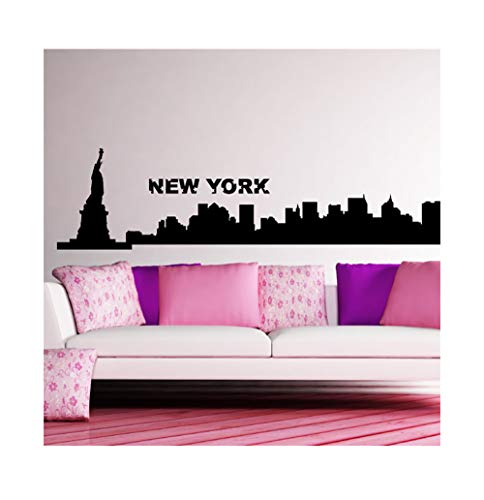 Ambiance Sticker, selbstklebend, Wanddekoration – Heimdekoration Skyline Skyline Silhouette Wandaufkleber für Haus Schlafzimmer Kopfteil – Schwarz, H 40 x B 160 cm von Ambiance Sticker