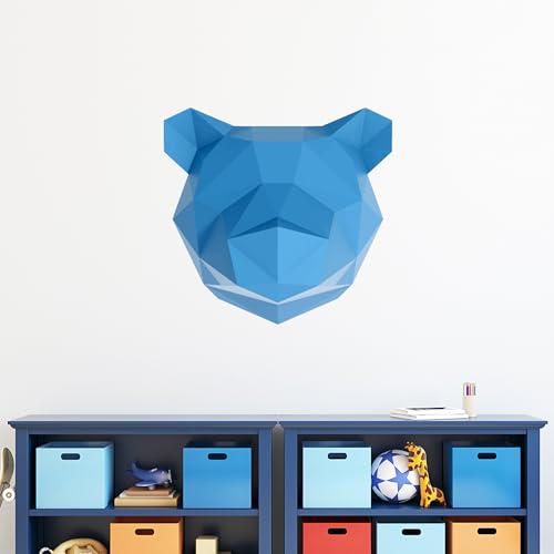 3D-Aufkleber | Wandaufkleber selbstklebend 3D-Effekt Origami Bär blau – Wandaufkleber Schlafzimmer Erwachsene – Wandaufkleber 3D – Dekoration Wohnzimmer – Wandaufkleber Trompe l'oeil | 50 x 50 cm von Ambiance Sticker