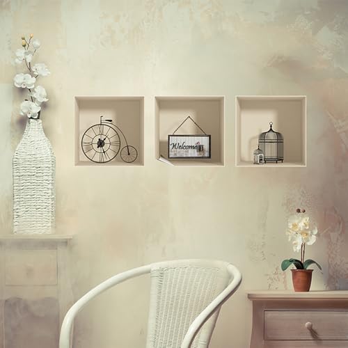 3D-Aufkleber | Wandaufkleber selbstklebend 3D-Effekt Welcome Vintage – Wandaufkleber Schlafzimmer Erwachsene – Wandaufkleber 3D – Wanddekoration Wohnzimmer – Wandaufkleber Trompe l'oeil | 30 x 90 cm von Ambiance Sticker