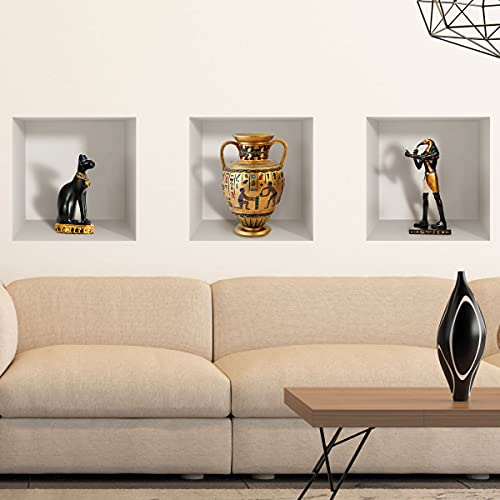 3D-Wandaufkleber, selbstklebend, 3D-Effekt, Antik-Optik, ägyptische Statuen, Wandaufkleber für Schlafzimmer, 3D-Wandsticker – Wohnzimmer – Wandaufkleber Trompe l'Auge | 40 x 120 cm von Ambiance Sticker