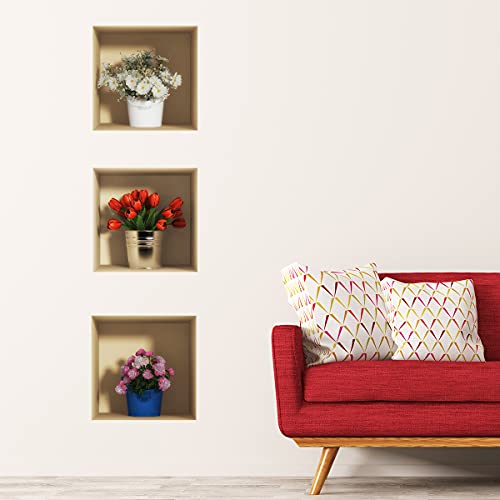 3D-Wandaufkleber, selbstklebend, 3D-Effekt, Blumensträuße, Wandtattoo, Schlafzimmer, Erwachsene, Wandaufkleber, 3D-Dekoration für Wohnzimmer, Wandaufkleber, Trompe, Auge, 40 x 120 cm 3D-Wandaufkleber, selbstklebend, 3D-Effekt, Blumensträuße, Wandtattoo, Schlafzimmer, Erwachsene, Wandaufkleber, 3D-Dekoration für Wohnzimmer, Wandaufkleber, Trompe, Auge, 40 x 120 cm von Ambiance Sticker