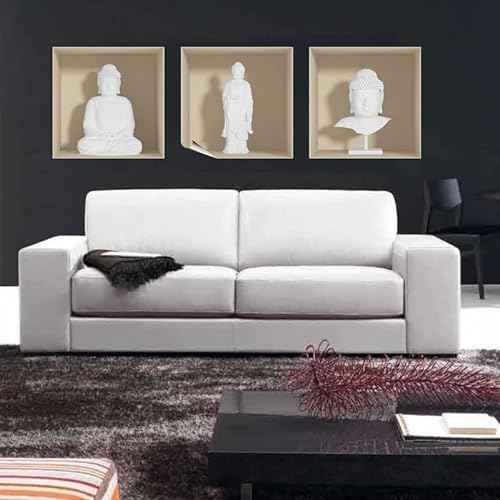 3D-Wandaufkleber, selbstklebend, 3D-Effekt, Buddha-Effekt, Weiß – Wandaufkleber für Schlafzimmer und Erwachsene, 3D-Wanddekoration – Wandaufkleber Trompe das Auge | 40 x 120 cm von Ambiance Sticker