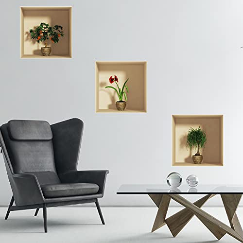 3D-Wandaufkleber, selbstklebend, 3D-Effekt, Mandarinier, Blume und Pflanze – Wandaufkleber für Schlafzimmer und Erwachsene, 3D-Wohnzimmer, Wandaufkleber, Trompe-Auge, 40 x 120 cm von Ambiance Sticker