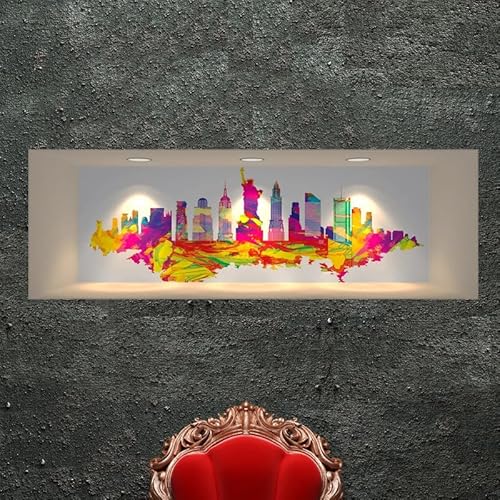 3D-Wandaufkleber, selbstklebend, 3D-Effekt, New York-Design, mehrfarbig – Wandaufkleber für Schlafzimmer und Erwachsene, 3D-Wandsticker – Deko Wohnzimmer – Wandaufkleber Trompe L'Auge | 40 x 120 cm 3D-Wandaufkleber, selbstklebend, 3D-Effekt, New York-Design, mehrfarbig – Wandaufkleber für Schlafzimmer und Erwachsene, 3D-Wandsticker – Deko Wohnzimmer – Wandaufkleber Trompe L'Auge | 40 x 120 cm von Ambiance Sticker