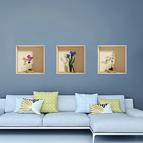 3D-Wandaufkleber, selbstklebend, 3D-Effekt, Orchideen-Blumen, Orchideen-Wandtattoo, für Schlafzimmer, Erwachsene, 3D-Wandaufkleber, Wohnzimmer-Dekoration, Trompe l'o, 40 x 120 cm von Ambiance Sticker