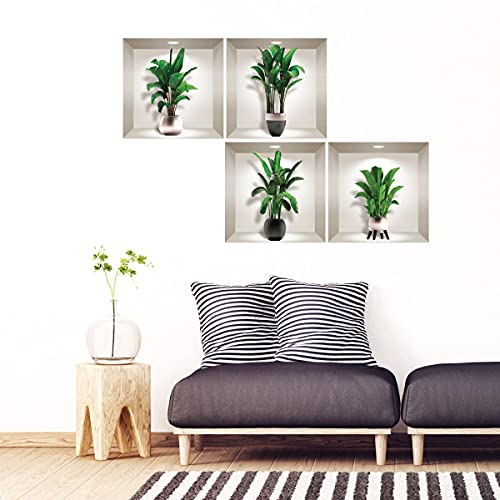 3D-Wandaufkleber, selbstklebend, 3D-Effekt, Palmenblätter, Wandtattoo, Schlafzimmer, Wandaufkleber, 3D-Deko, Wohnzimmer, Wandaufkleber, Trompe-Auge, 60 x 60 cm 3D-Wandaufkleber, selbstklebend, 3D-Effekt, Palmenblätter, Wandtattoo, Schlafzimmer, Wandaufkleber, 3D-Deko, Wohnzimmer, Wandaufkleber, Trompe-Auge, 60 x 60 cm von Ambiance Sticker
