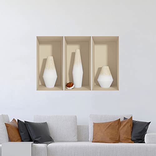 3D-Wandaufkleber, selbstklebend, 3D-Effekt, Weiß, Holzvasen, Wandtattoo, Schlafzimmer, Erwachsene, Wandaufkleber, 3D-Dekoration, Wohnzimmer, Wandaufkleber, Trompe, Auge, 60 x 90 cm 3D-Wandaufkleber, selbstklebend, 3D-Effekt, Weiß, Holzvasen, Wandtattoo, Schlafzimmer, Erwachsene, Wandaufkleber, 3D-Dekoration, Wohnzimmer, Wandaufkleber, Trompe, Auge, 60 x 90 cm von Ambiance Sticker