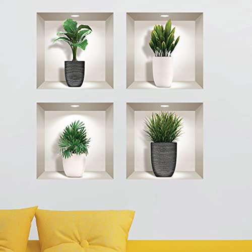 3D-Wandtattoo, selbstklebend, 3D-Effekt, Pflanzen in den Töpfen, Wandtattoo, Schlafzimmer, Wandaufkleber, 3D-Deko, Wohnzimmer, Wandaufkleber, Trompe-Auge, 60 x 60 cm 3D-Wandtattoo, selbstklebend, 3D-Effekt, Pflanzen in den Töpfen, Wandtattoo, Schlafzimmer, Wandaufkleber, 3D-Deko, Wohnzimmer, Wandaufkleber, Trompe-Auge, 60 x 60 cm von Ambiance Sticker