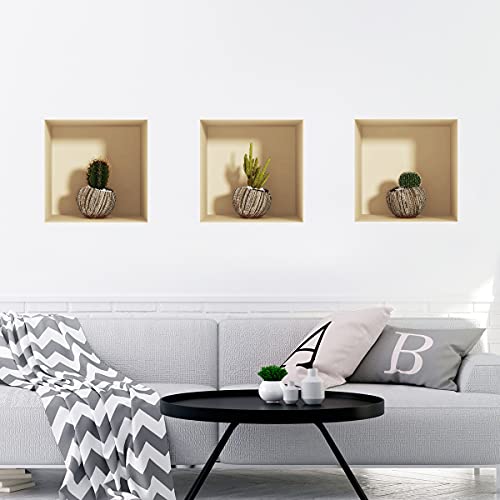 3D-Wandtattoo, selbstklebend, 3D-Effekt, exotischer Kaktus-Effekt, Wandtattoo, für Schlafzimmer, Erwachsene, 3D-Wandtattoo, Wohnzimmer, Wandaufkleber, Trompe, Auge, 40 x 120 cm von Ambiance Sticker