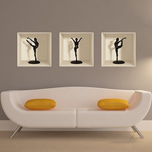 Ambiance 3D-Wandsticker Ballerinas Silhouette Schwan 30 x 90 cm von Ambiance Sticker
