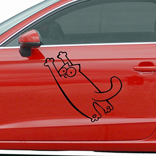 LIVE AMBIANCE Wandtattoo Wandaufkleber Katze außerhalb des Autos weiß 15 x 25 cm von Ambiance-Live