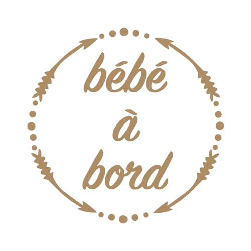 Ambiance Sticker Autoaufkleber Baby an Bordüre Hellbraun – H15 x L15 cm von Ambiance Sticker