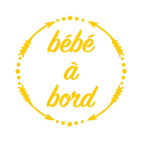 Ambiance Sticker Autoaufkleber Baby an Bordüre Senfgelb – H15 x L15 cm von Ambiance Sticker