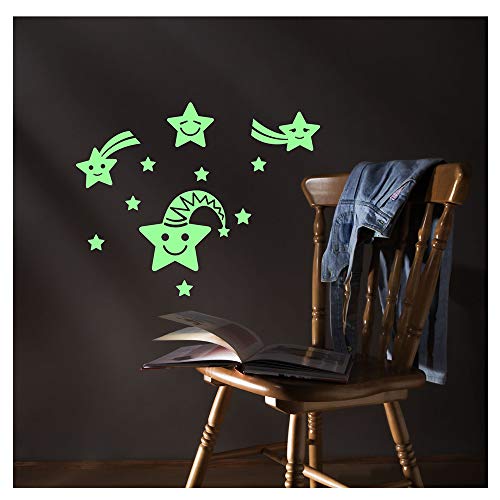 Ambiance Sticker Lächelnde Sterne, nachtleuchtend, 20 x 25 cm von Ambiance