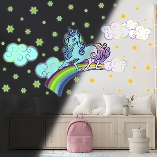 Ambiance Sticker Leuchtender Wandaufkleber für Kinder, fluoreszierend, Einhorn auf Regenbogen – H40 x L55 cm Ambiance Sticker Leuchtender Wandaufkleber für Kinder, fluoreszierend, Einhorn auf Regenbogen – H40 x L55 cm von Ambiance Sticker