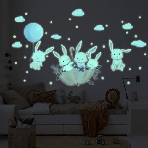 Ambiance Sticker Leuchtender Wandaufkleber für Kinder, fluoreszierend, Kaninchen im Himmel – H 110 x B 70 cm Ambiance Sticker Leuchtender Wandaufkleber für Kinder, fluoreszierend, Kaninchen im Himmel – H 110 x B 70 cm von Ambiance Sticker