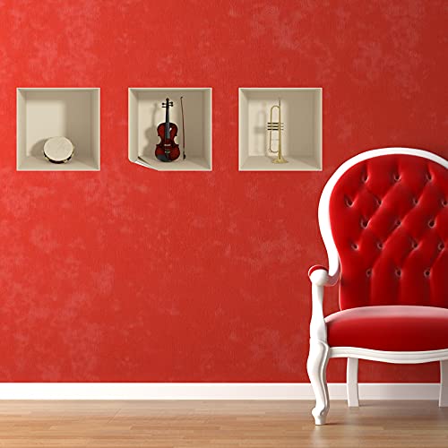 Instruments de Musique Selbstklebende Kleine Palmen - Wandaufkleber für Erwachsene Schlafzimmer - 3D-Wandaufkleber - Wanddekoration für Wohnzimmer | 30 x 90 cm von Ambiance Sticker