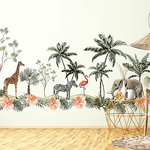 Kinder Wandaufkleber - Babyzimmerdekoration - Kinder Wandaufkleber - Afrikanische Tiere Wandaufkleber - Giant Jungle Wandaufkleber - H135 x B120 cm von Ambiance Sticker