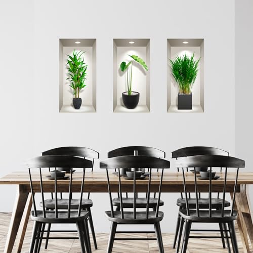 Selbstklebende 3D-Aufkleber | Wandaufkleber, selbstklebend, 3D-Effekt, Pflanzen für die Dekoration – Wandaufkleber für Erwachsene – 3D-Wandaufkleber – Dekoration für Wohnzimmer – Wandaufkleber Trompe von Ambiance Sticker