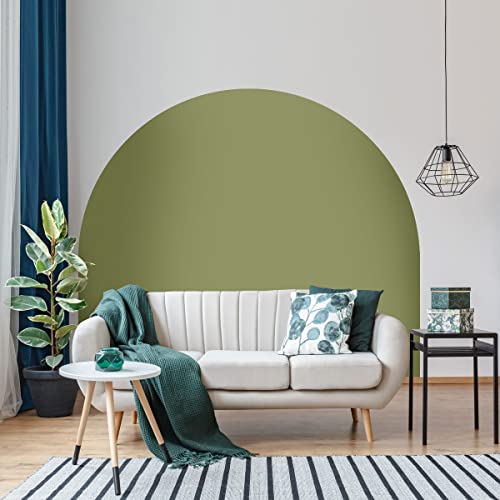 Selbstklebende Stimmungsaufkleber für Bett, Kopfteil, Bogen, Wandaufkleber | Halbkreis-Wandtattoo für Wohn- und Schlafzimmerdekoration | L200 x H150 cm - Olivgrün von Ambiance Sticker