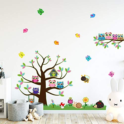 Sticker für Kinder | Wandaufkleber Baum und Eulen – Wanddekoration Kinderzimmer | 120 x 60 cm von Ambiance Sticker