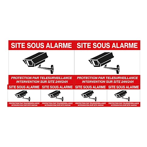 Vinyl-Aufkleber, wasserfest, UV-Schutz, laminiert, laminiert, wasserfest und UV-beständig, Schutz durch Fernüberwachung, 24 Stunden / 24 Stunden, 6 Stück von Ambiance Sticker