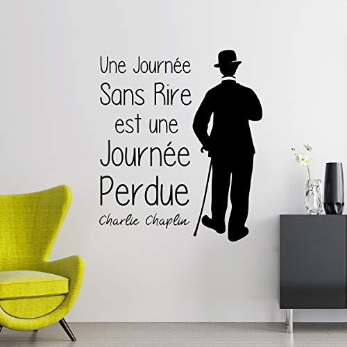 Wandaufkleber, Motiv: schwarzer Zitat, selbstklebend, Aufschrift "Un day sans layer est un tag vergessen", wasserfest, abnehmbar, 65 x 55 cm von Ambiance Sticker