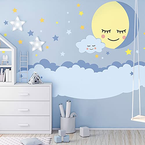 Wandsticker Kinder - Deko Babyzimmer - Wandsticker Kinder - Wandsticker skandinavisch - Riesen Wandsticker Wolke und Sterne Nachtlicht - H120 x L 180 cm Wandsticker Kinder - Deko Babyzimmer - Wandsticker Kinder - Wandsticker skandinavisch - Riesen Wandsticker Wolke und Sterne Nachtlicht - H120 x L 180 cm von Ambiance Sticker