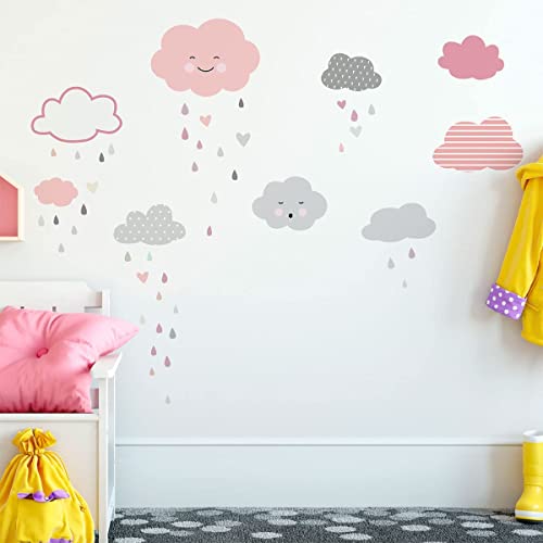 Wandsticker Kinder - Deko Babyzimmer - Wandsticker Kinder - Wandtattoo skandinavisch - Wandsticker Wolken bei Herzen - H180 x L 120 cm Wandsticker Kinder - Deko Babyzimmer - Wandsticker Kinder - Wandtattoo skandinavisch - Wandsticker Wolken bei Herzen - H180 x L 120 cm von Ambiance Sticker