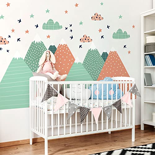 Wandsticker Kinder Dekoration Babyzimmer Wandtattoo Kinder Wandaufkleber Skandinavisch Wandsticker Riesen Berge Skandinavien Stika Wandsticker H60 x B90 cm von Ambiance Sticker