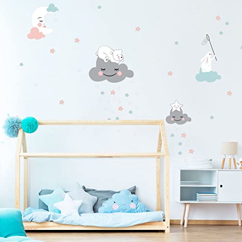 Wandtattoo Kinder Dekoration Babyzimmer Wandtattoo Kinderzimmer Wandaufkleber Sterne Angeln Wandaufkleber Wandaufkleber Sterne Angeln H60 x 90 cm von Ambiance Sticker