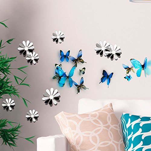 3D-Aufkleber, Schmetterlinge, Blau, 18 Stück von Ambiance Stickers