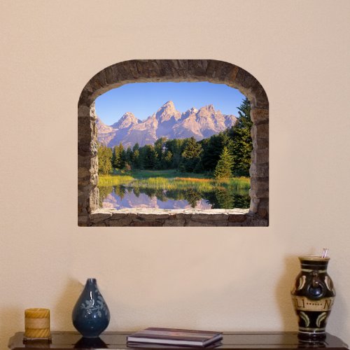 Wandaufkleber Trompe l'Eye Reflektion de Berge, 70 x 80 cm von Ambiance Stickers
