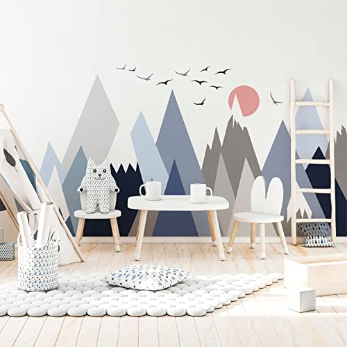 Wandsticker für Kinder, Dekoration, Babyzimmer, selbstklebend, riesig, für Kinder, Skandinavische Berge, 60 x 90 cm von Ambiance Sticker