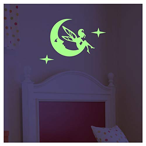 Phosphoreszierende Wandtattoo Fee auf dem Mond - 70 x 55 cm Phosphoreszierende Wandtattoo Fee auf dem Mond - 70 x 55 cm von Ambiance Sticker
