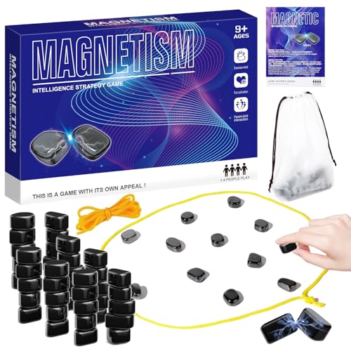 40 PCS Magnetische Steine Brettspiel, Magnetisches Schachspiel, Magnetspiel, Tragbares Schachbrett Magnetisch,Tisch Magnetspiel, für Kinder & Erwachsene Partyzubehör für Familientreffen von Ambolio