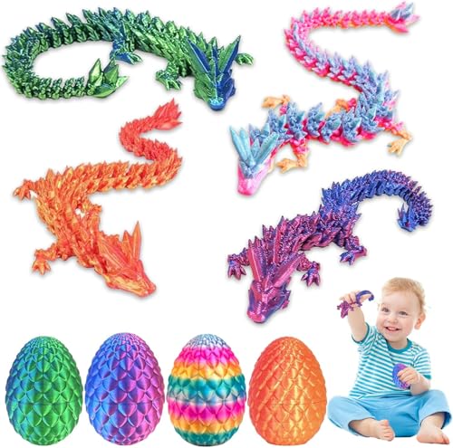 Ambolio 3D-Gedruckter Drache,3D Gedrucktes Drachenei Geheimnisvolle Drachen Spielzeug,3D-Gedruckter Drache im Ei im Inneren Heimbüro Schreibtischdekoration Erwachsene Kinder Geschenke Spielzeug.(4) von Ambolio