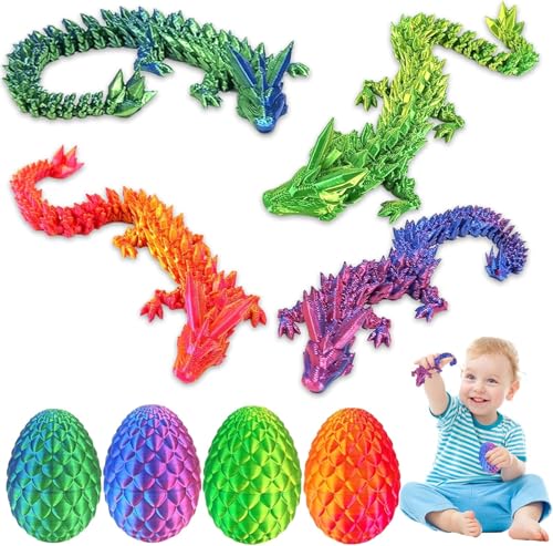Ambolio 3D-Gedruckter Drache,3D Gedrucktes Drachenei Geheimnisvolle Drachen Spielzeug,3D-Gedruckter Drache im Ei im Inneren Heimbüro Schreibtischdekoration Erwachsene Kinder Geschenke Spielzeug.(4) B von Ambolio