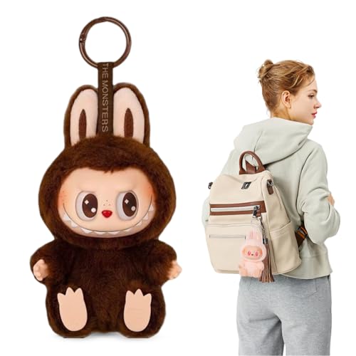 Ambolio Labubu,Labubu Puppe, 17cm Labubu Keychain, Labubu Kuscheltier, Labubu Plush Doll, Labubu Popmart Monster Keychain,Gilt für Kind Tasche Dekorationen Anhänger(braun) von Ambolio