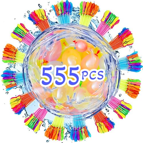 Amebleak 555 Stück Wasserbomben Selbstschließend, Schnell Befüllbarer Wasserbombems, Wasserballons, Bunt Wasserbombem, Wasser Bomben mit Wasserhahn Anschluss, Water Balloons für Kinder (555) von Amebleak