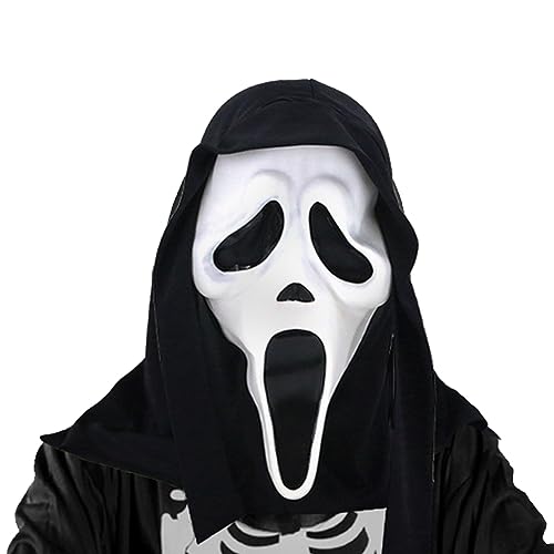 Amebleak Halloween Ghostface Maske Latex Geister Scream Maske Bstask Maske Horrorfilm Maske Schrei Maske Party Maske Gruselige Requisiten für Karneval, Fasching, Halloween (A) von Amebleak