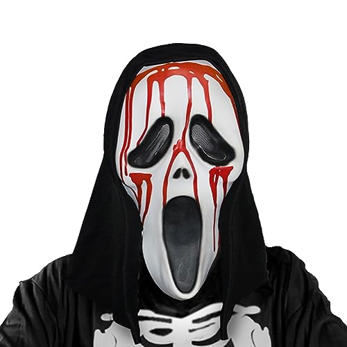 Amebleak Halloween Ghostface Maske Latex Geister Scream Maske Bstask Maske Horrorfilm Maske Schrei Maske Party Maske Gruselige Requisiten für Karneval, Fasching, Halloween (B) von Amebleak