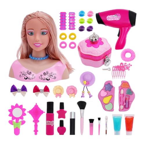 Amecon Schminkköpfe & Frisierköpfe mit Haartrockner, Kosmetik Zubehör für Kinder Mädchen, 39 Stück Styling Head Spielzeug, 2023 Weihnachten Geschenk Amecon Schminkköpfe & Frisierköpfe mit Haartrockner, Kosmetik Zubehör für Kinder Mädchen, 39 Stück Styling Head Spielzeug, 2023 Weihnachten Geschenk von Amecon