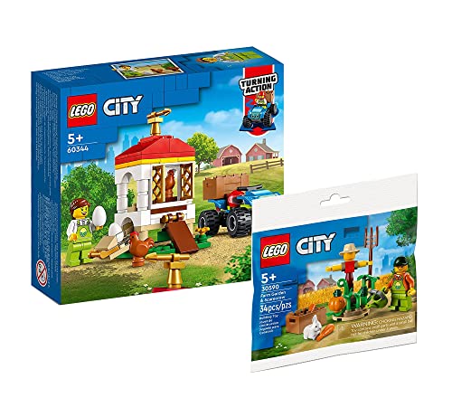 Lego City Set: City Farm Hühnerstall, Bauernhof (60344) + Bauernhofgarten mit Vogelscheuche (30590), Spielzeug für Kinder von AMEET Verlag