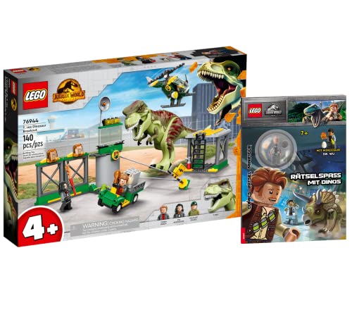 Lego Jurassic World Set - T. Rex Ausbruch 76944 + Rätselspaß mit Dinos (Softcover) von Ameet Verlag