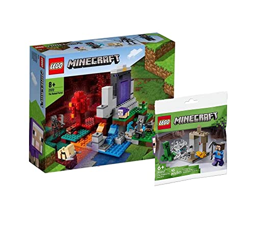 Lego Minecraft Set: Das zerstörte Portal (21172) + Die Tropfsteinhöhle (30647), Bauspielzeug für Kinder von Ameet Verlag