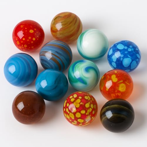 Ameisenkeks® 12 Glasmurmeln Ø 25 mm – Bunt & Handgefertigt – Hochwertiges Murmel-Set zum Spielen, Basteln & Dekorieren – Große Shooter-Murmeln für Kinder & Sammler von Ameisenkeks