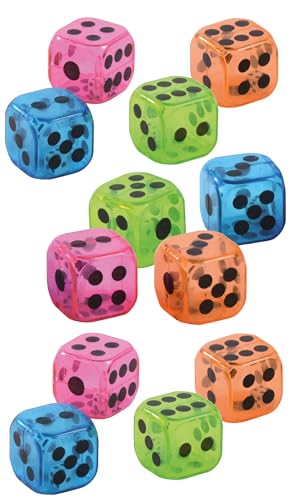Ameisenkeks® Bunte Transparente Doppelwürfel – 12 Stück – Kleine Würfel im Inneren – 27mm Acryl Würfelset für Brettspiele, Casino & Party – Farbe zufällig von Ameisenkeks